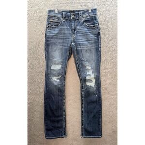 Buckle Black Jeans Mens 30XL Blue Fit No 3 Boot Leg Thick Stitch Rockabilly